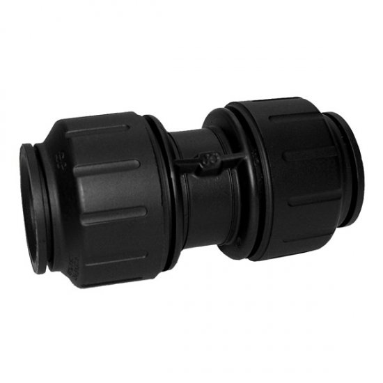 PEI0436E John Guest 1\" CTS (OD) Straight Union Connector (Black Polypropylene)