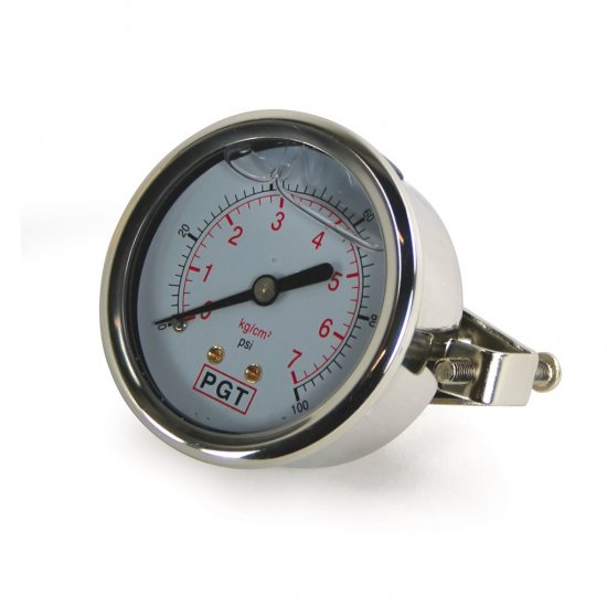 PG-100-P Pressure Gauge, 0-100 PSI, Panel Mnt, Glycerine Filled