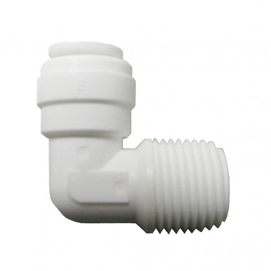 1019-0808 AquaLock Male Elbow, 1/2\" QC x 1/2\" NPT, White