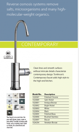 1020587 Tomlinson Chrome Contemporary AG RO Faucet 1020587 Tomlinson Chrome Contemporary AG RO Faucet